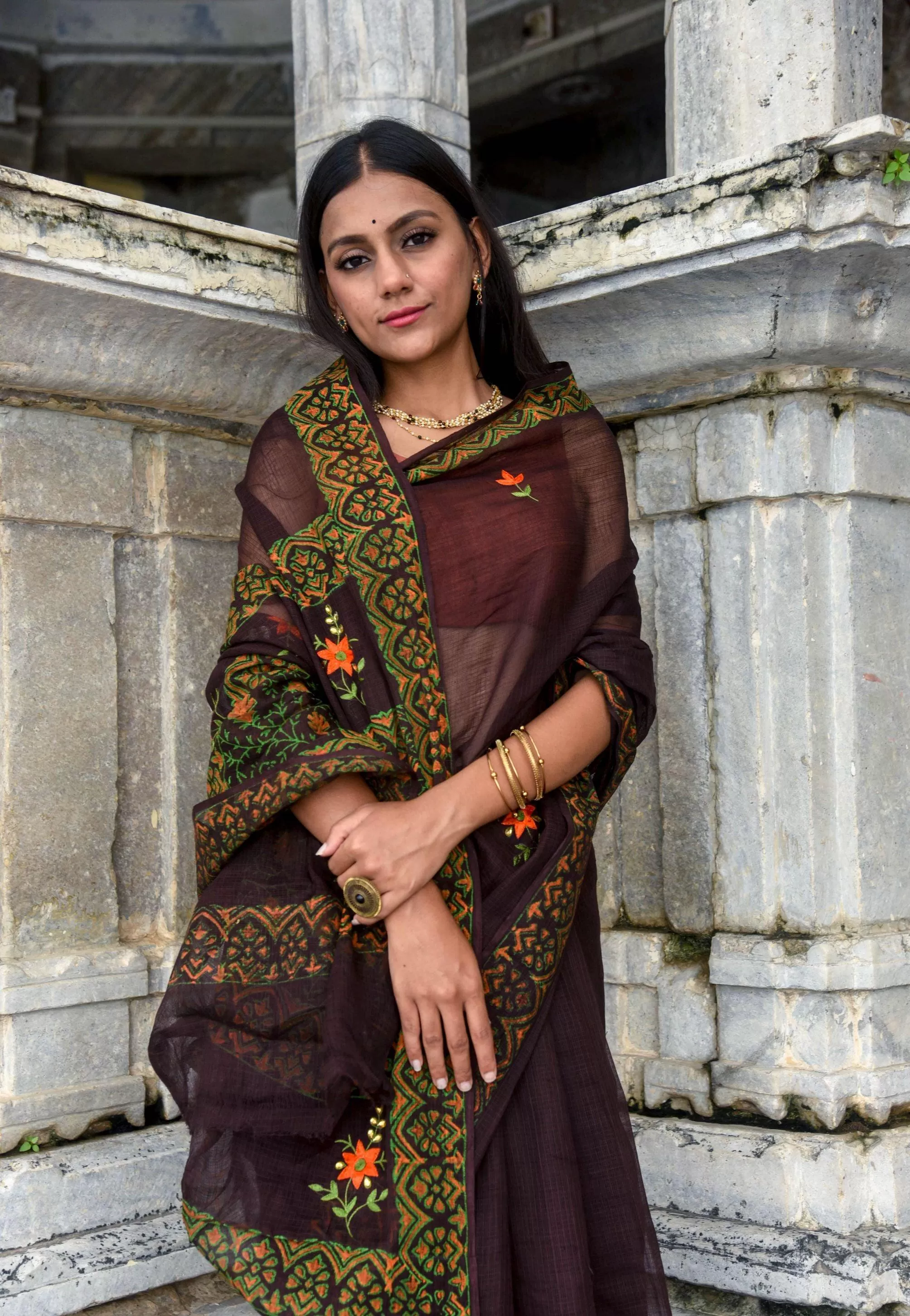 Kaisori Kota saree - Bagh Avantika embroidered and handblockprinted Kota saree