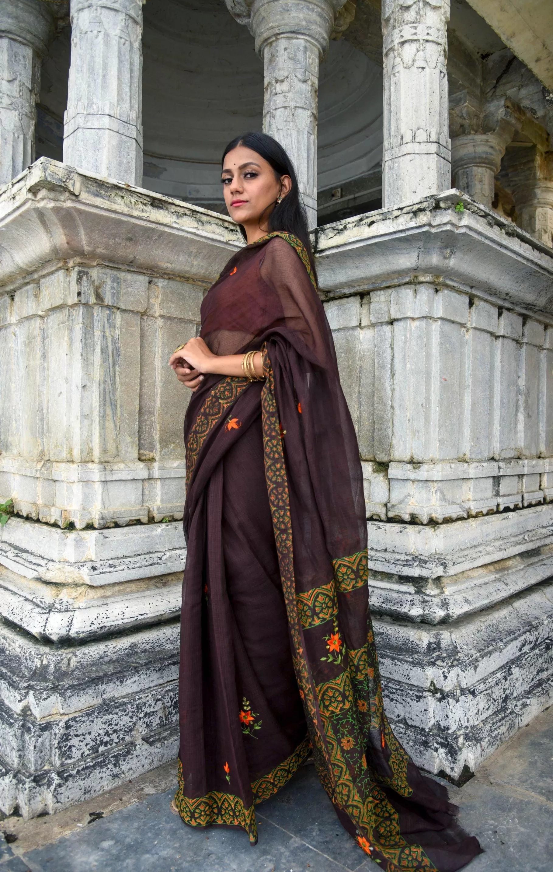 Kaisori Kota saree - Bagh Avantika embroidered and handblockprinted Kota saree