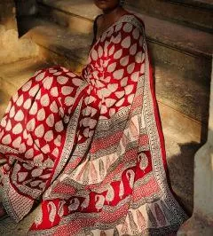 Kaisori Nandana Bagh Patti boota  handblockprinted cotton saree