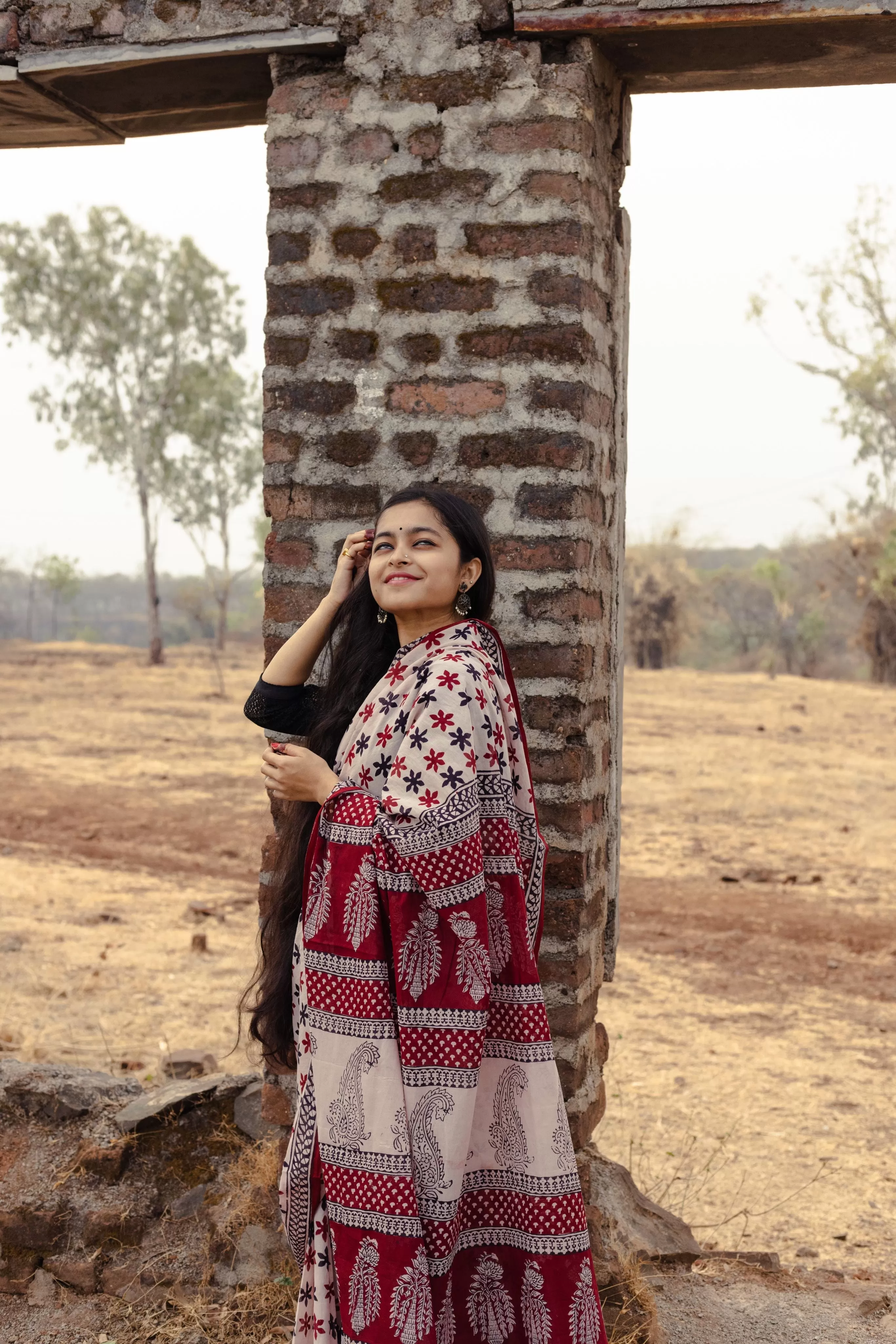 Kaisori Sitara handblockprinted cotton saree