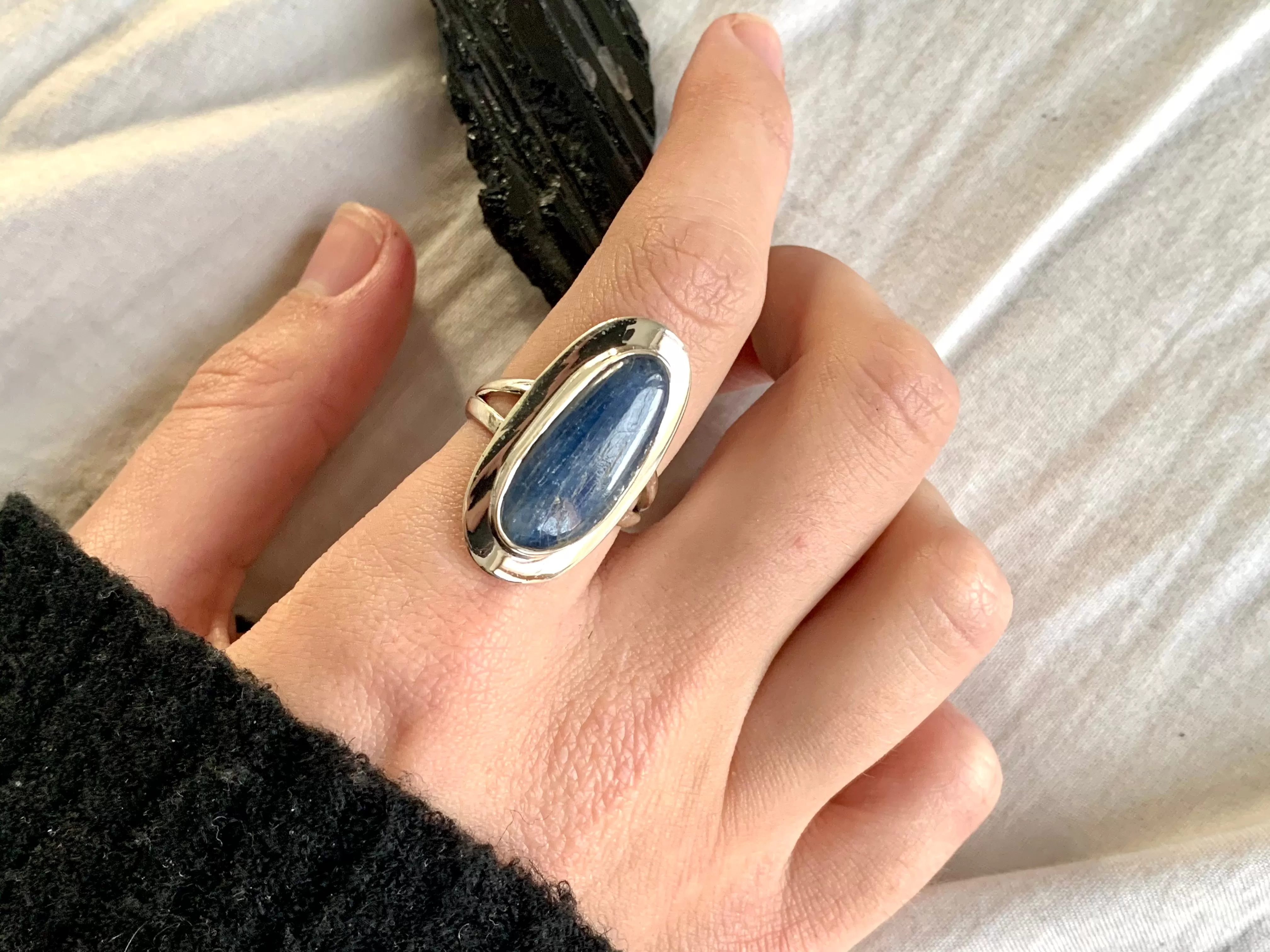 Kyanite Dinah Ring - Long Freeform (US 6 & 8.5)