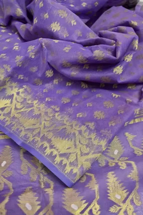 Lavender Color Jamdani Saree with Allover Resham Buti Work