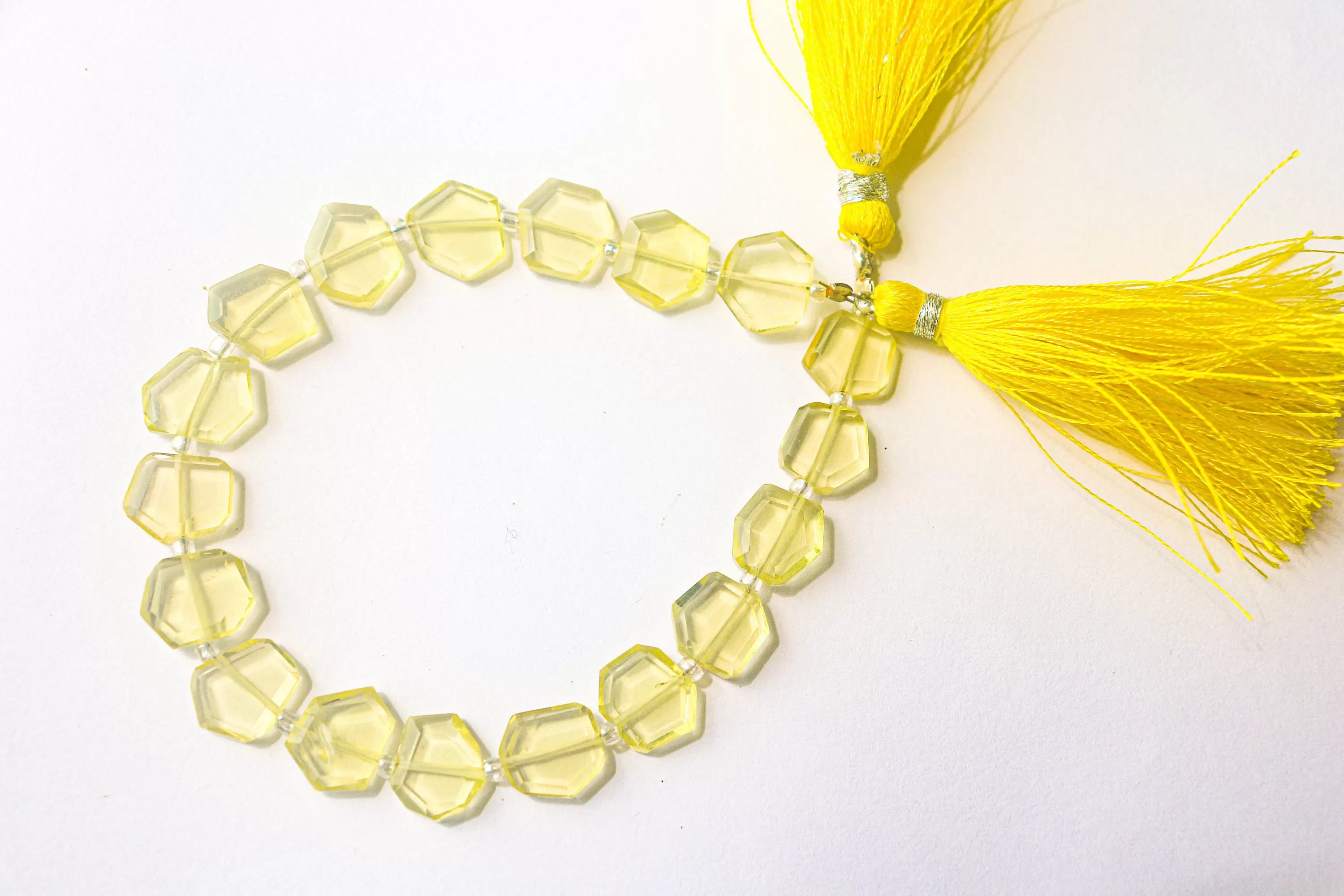 Lemon Quartz Fancy Crown Cut Beads, 9x10mm to 10x12mm, 18 Pieces, 8 Inch String, Natural Gemstone Beads, Beadsforyourjewellery