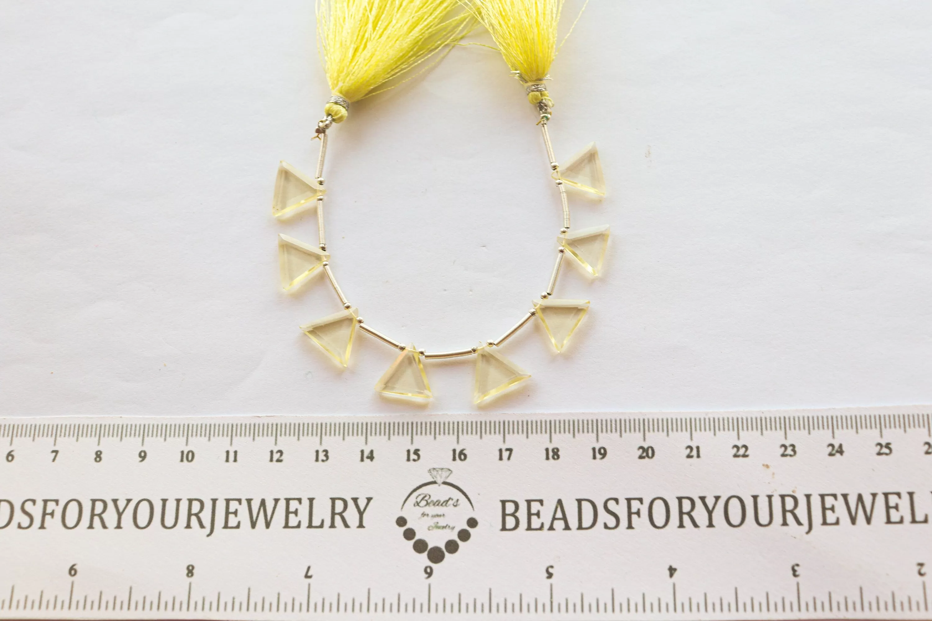 Lemon Quartz Triangle Shape Faceted Beads, 12x12mm, 12 Pieces, Natural Lemon Quartz, Beadsforyourjewellery