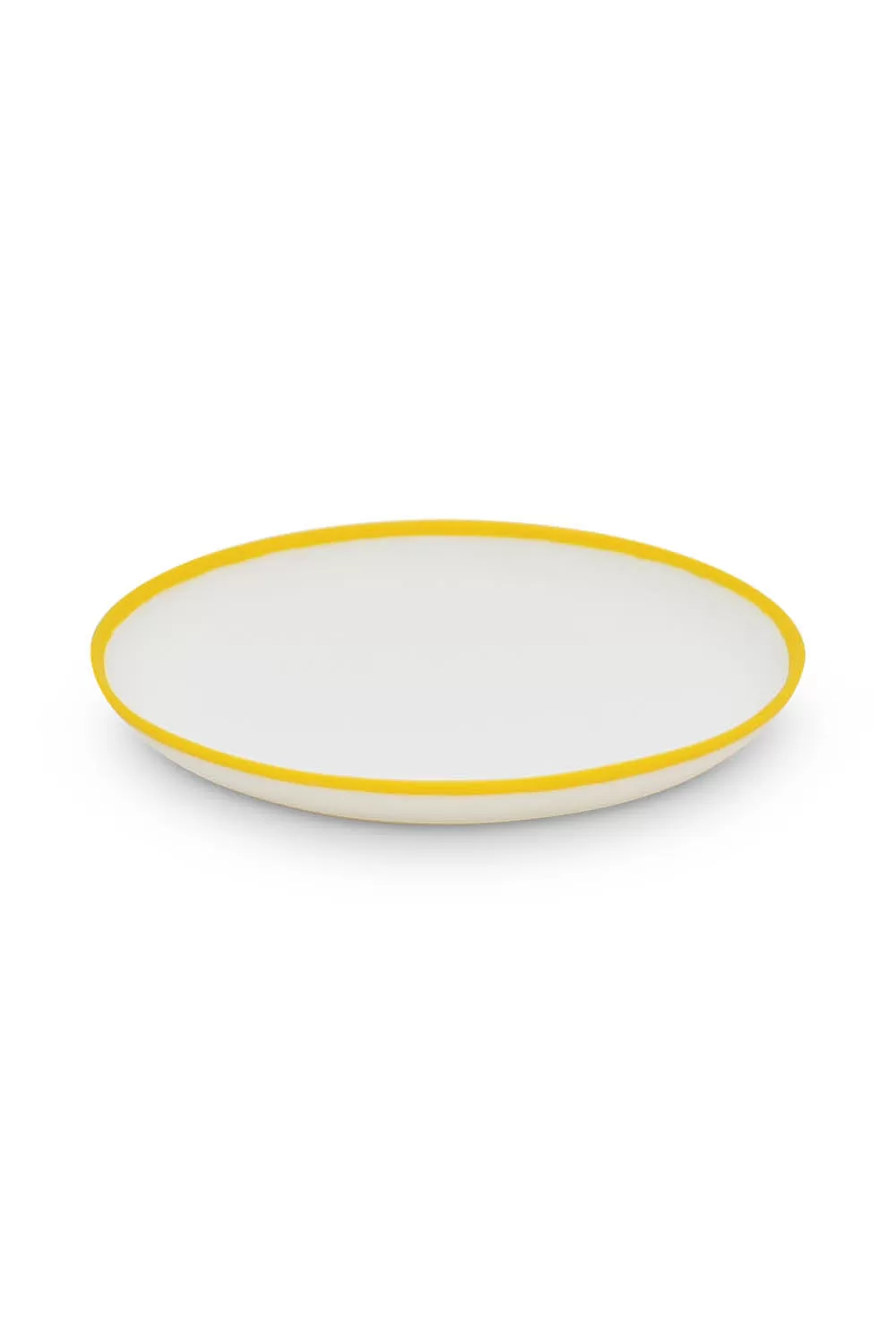 LIGNE Large Plate in White With Sunshine Yellow Rim