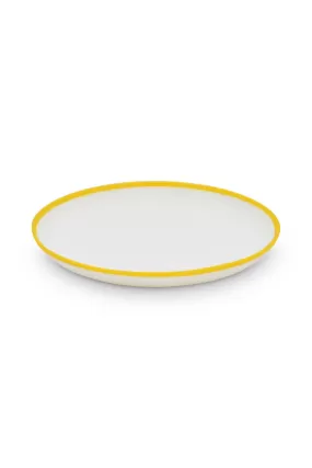 LIGNE Large Plate in White With Sunshine Yellow Rim