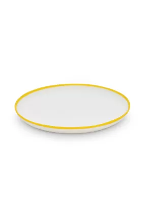 LIGNE Large Platter in White With Sunshine Yellow Rim