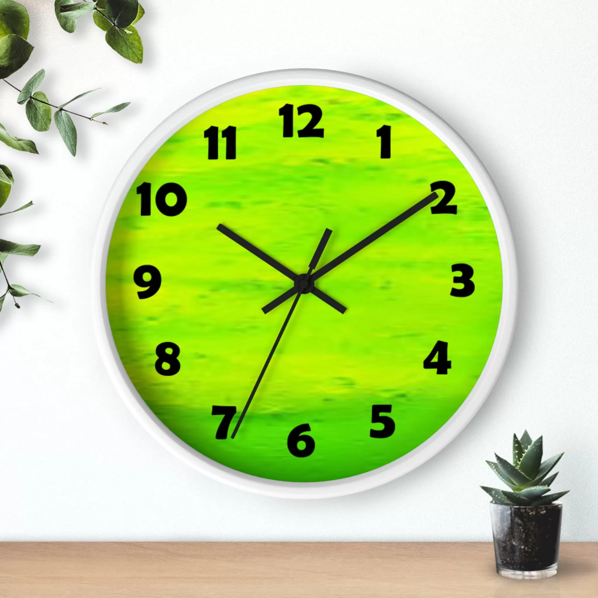 Lime Green Color Wall Clock