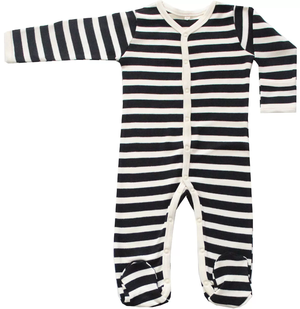 Long Sleeve Footie Organic Cotton Baby GOTS Certified (Black-Natural)