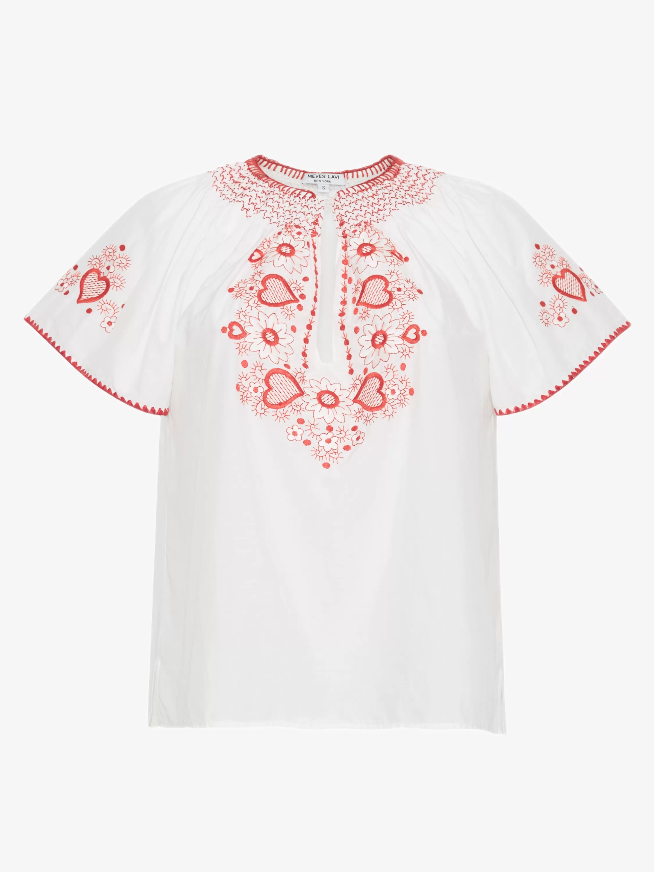 Love Embroidered Cotton Top | Red