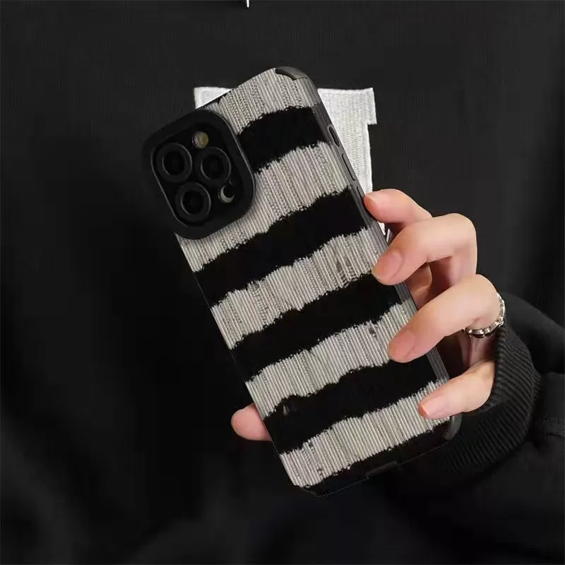 Luxury Stripe Pattern Cute Phone Case for iPhone 14 Pro Max, 13, 12, 11, XS, XR, 7, 14 Plus