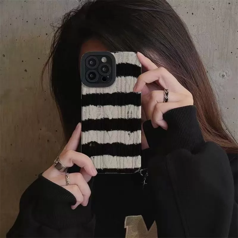 Luxury Stripe Pattern Cute Phone Case for iPhone 14 Pro Max, 13, 12, 11, XS, XR, 7, 14 Plus