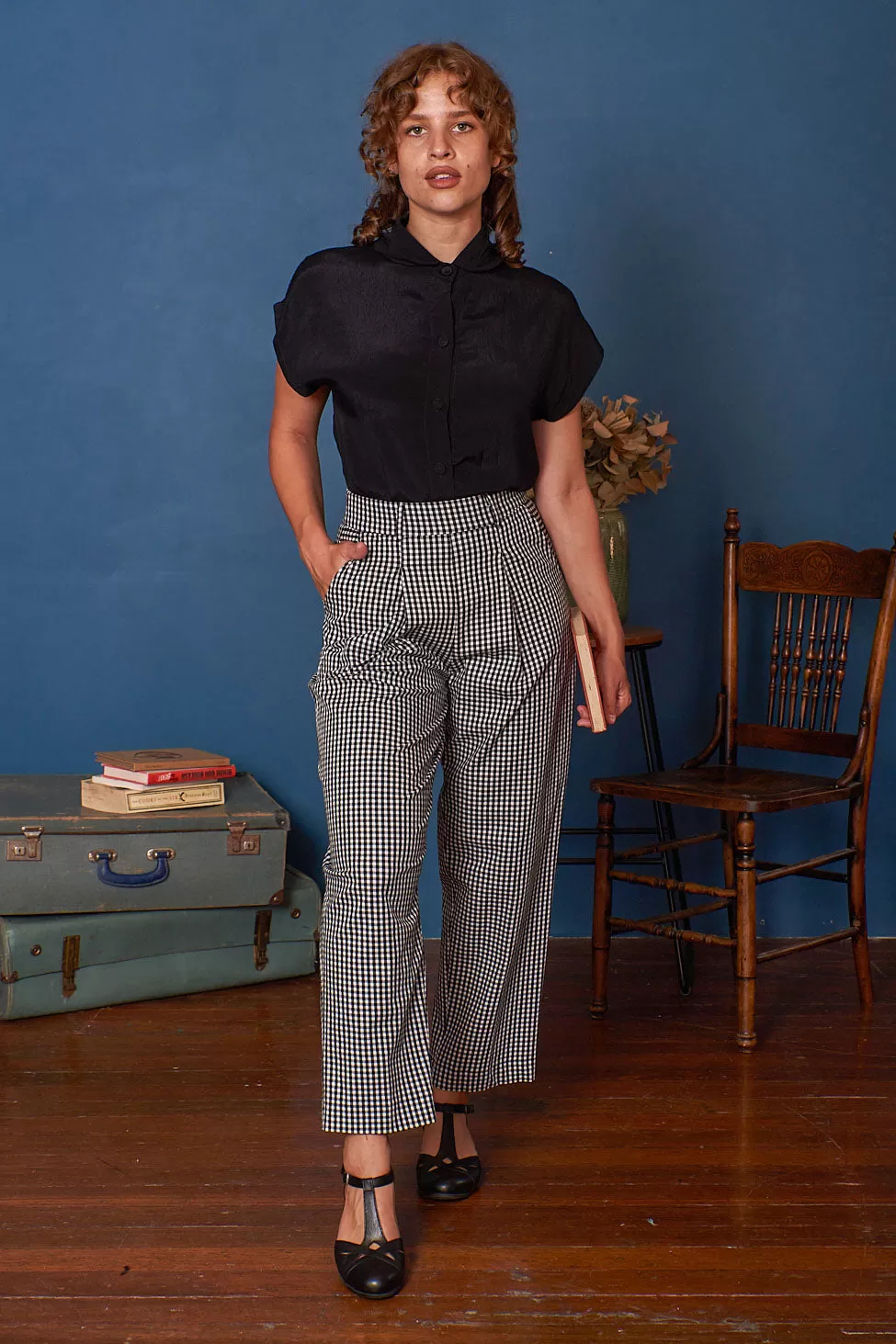 Lyndie Black & White Gingham Pants