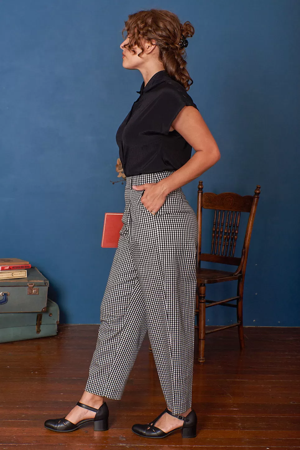 Lyndie Black & White Gingham Pants