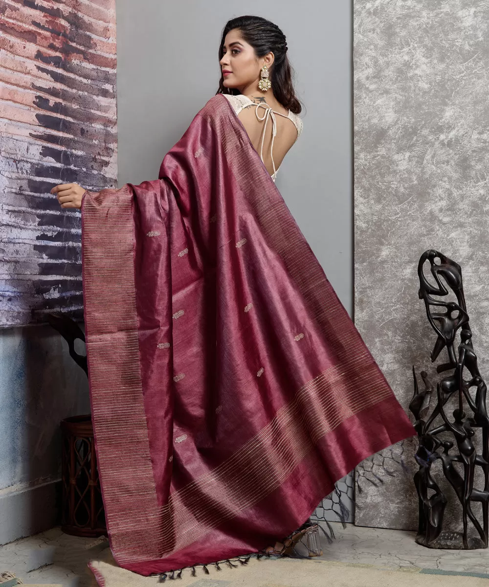 Magenta handwoven chhatisgarh tussar silk saree