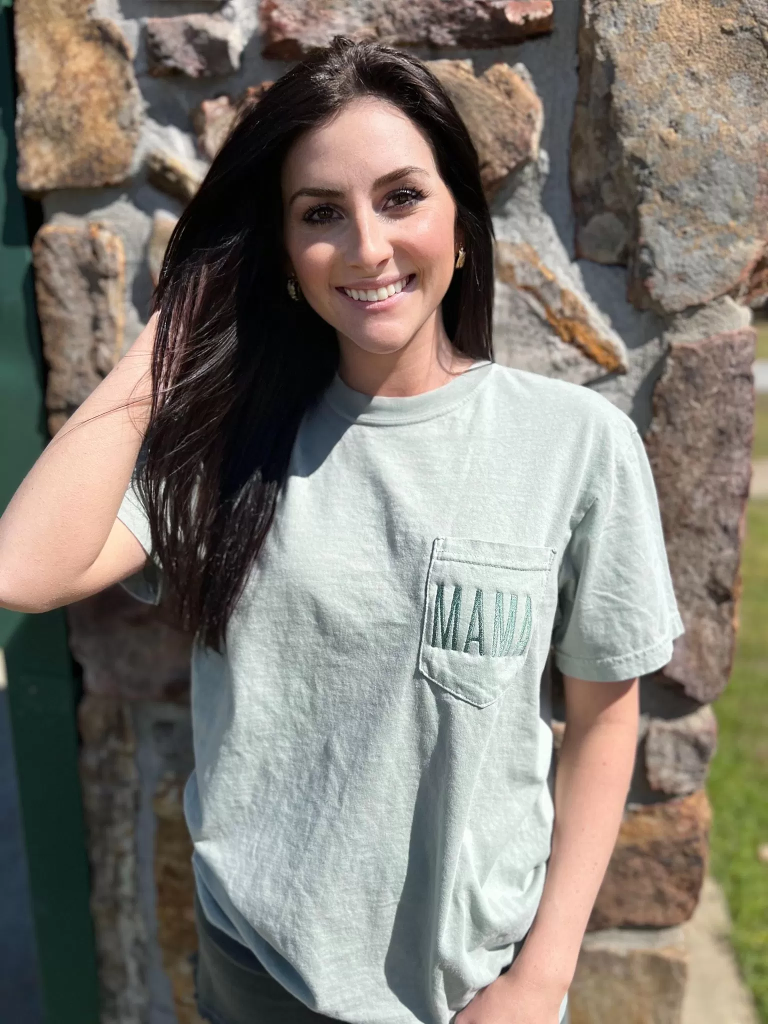 Mama Embroidered Pocket Tee