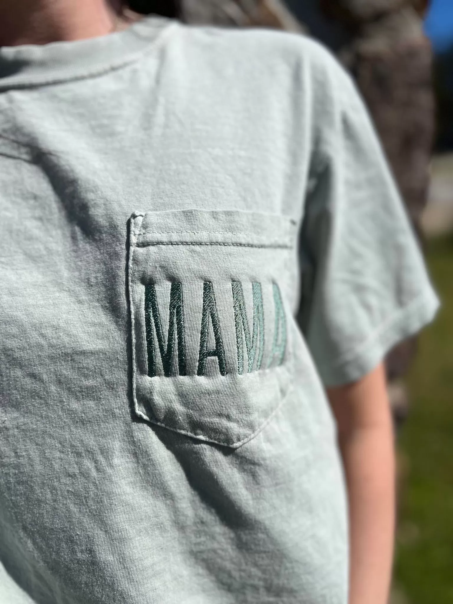 Mama Embroidered Pocket Tee