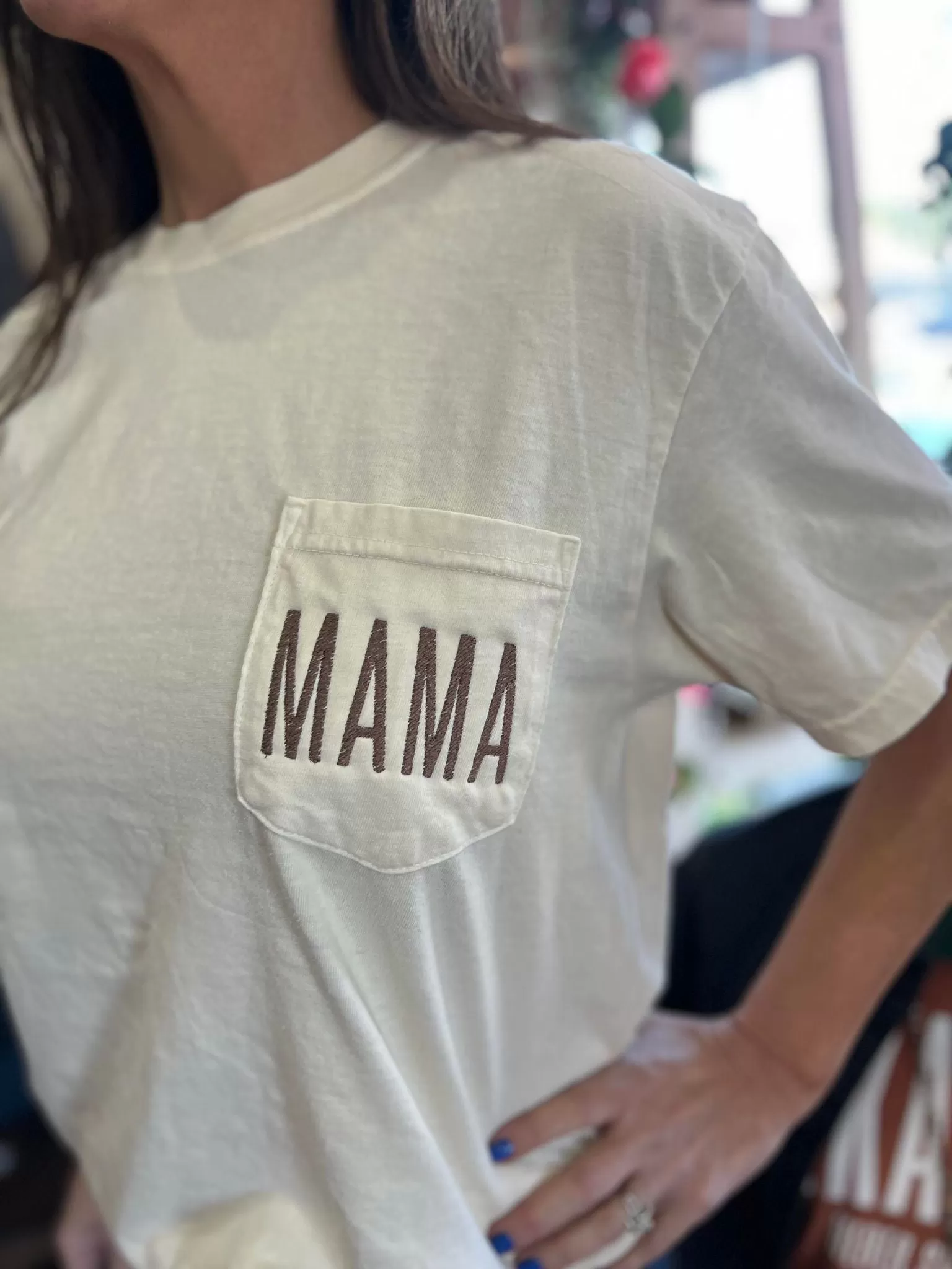 Mama Embroidered Pocket Tee