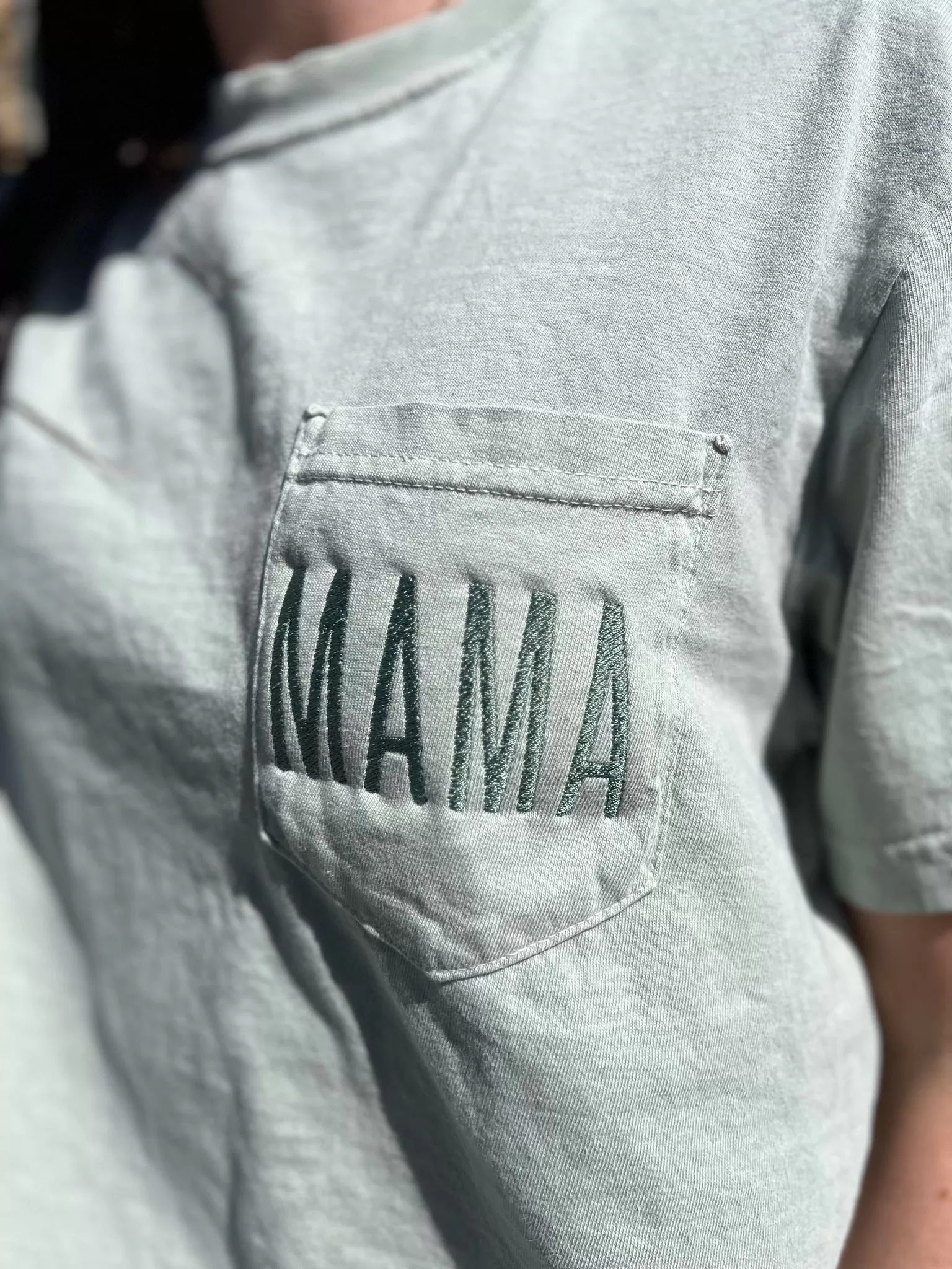 Mama Embroidered Pocket Tee