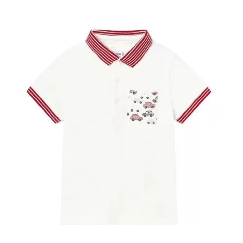 Mayoral Baby s/s Polo Cars_Cream 1105-56