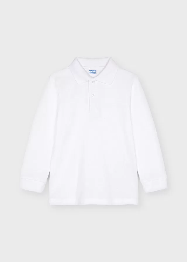 Mayoral Mini Basic L/S Polo_ White 30190-1