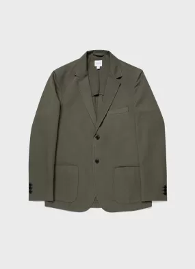 Men's Cotton Linen Unstructured Blazer in Khaki