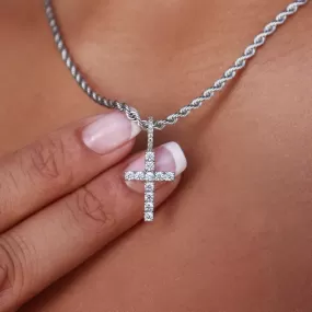 Micro Diamond Cross in White Gold