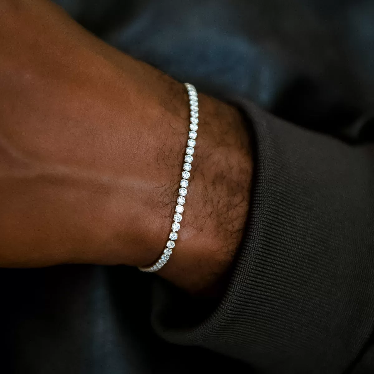 Micro Tennis Bracelet in White Gold