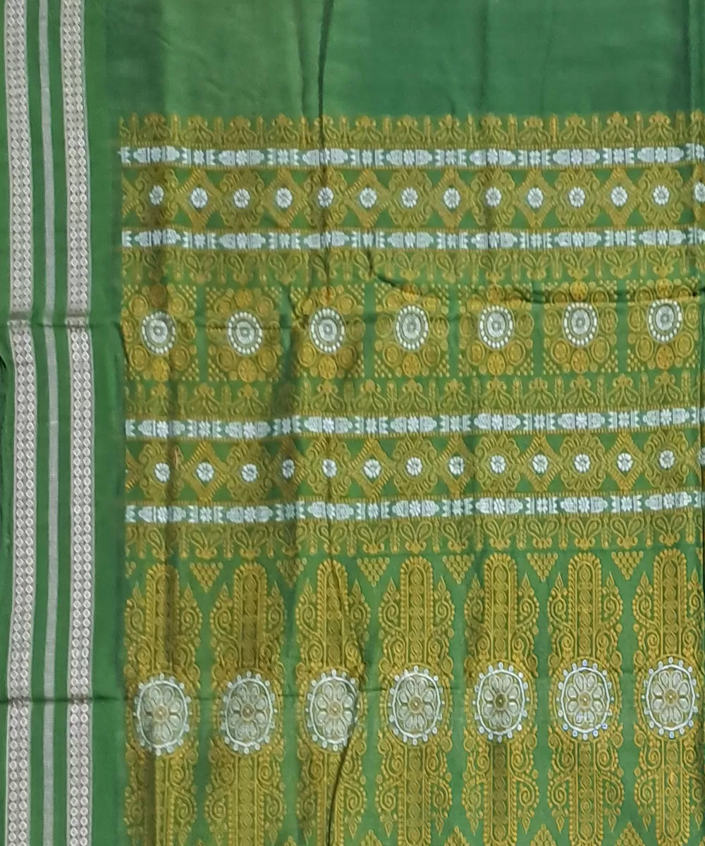 Navy blue beige green cotton handloom bomkai saree