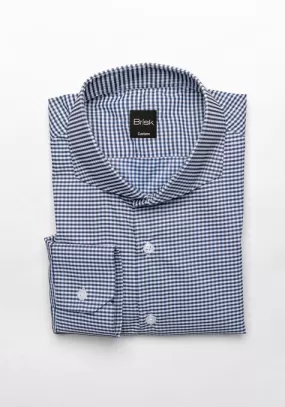 Navy Mini Gingham Performance Stretch Shirt - Wrinkle Free