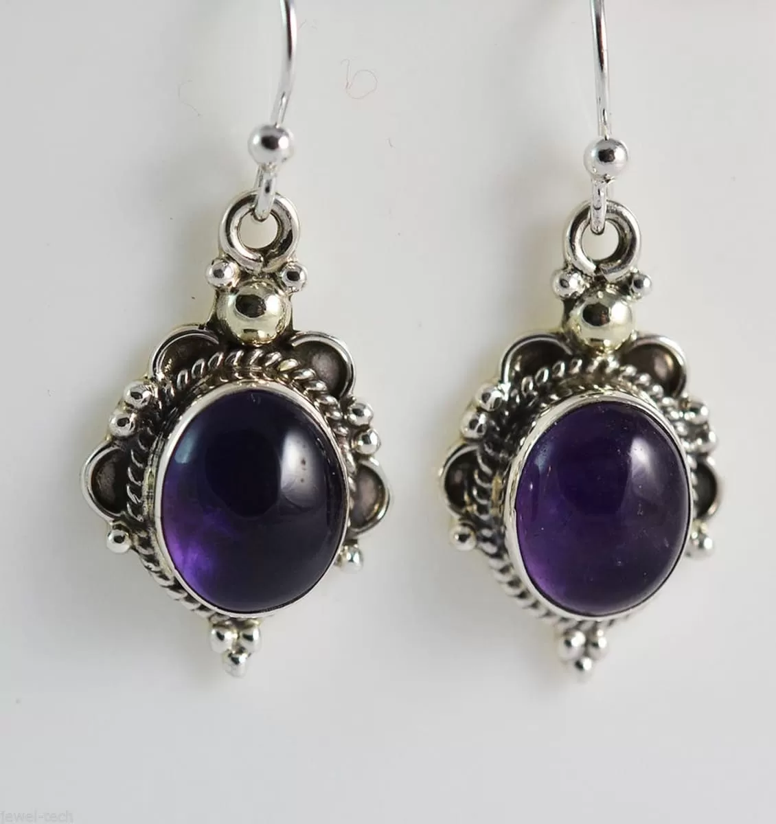 Navya Craft Amethyst Silver Dangle Earrings 925 Solid Sterling Silver Handmade Jewelry