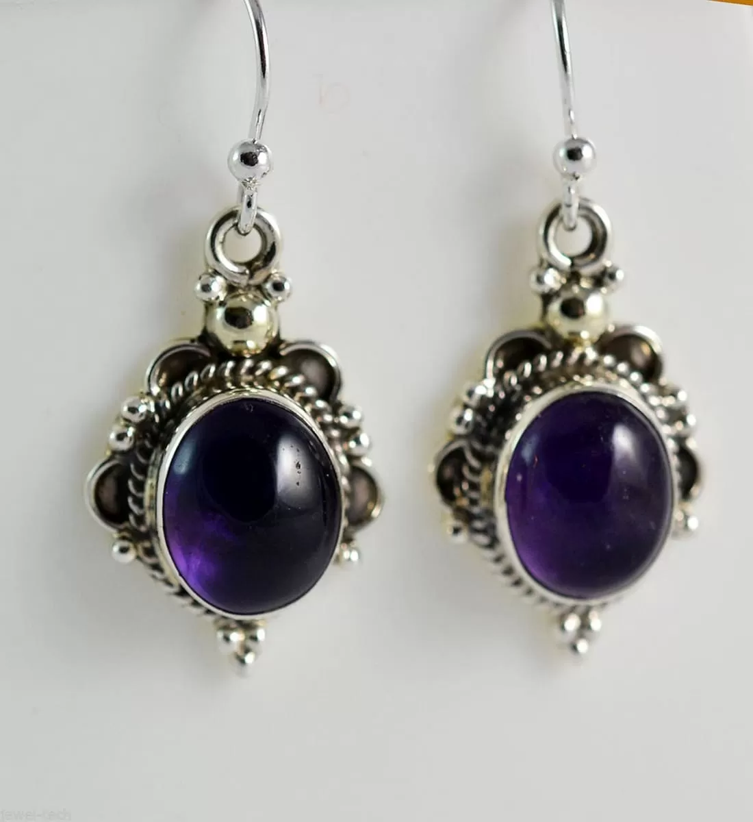 Navya Craft Amethyst Silver Dangle Earrings 925 Solid Sterling Silver Handmade Jewelry