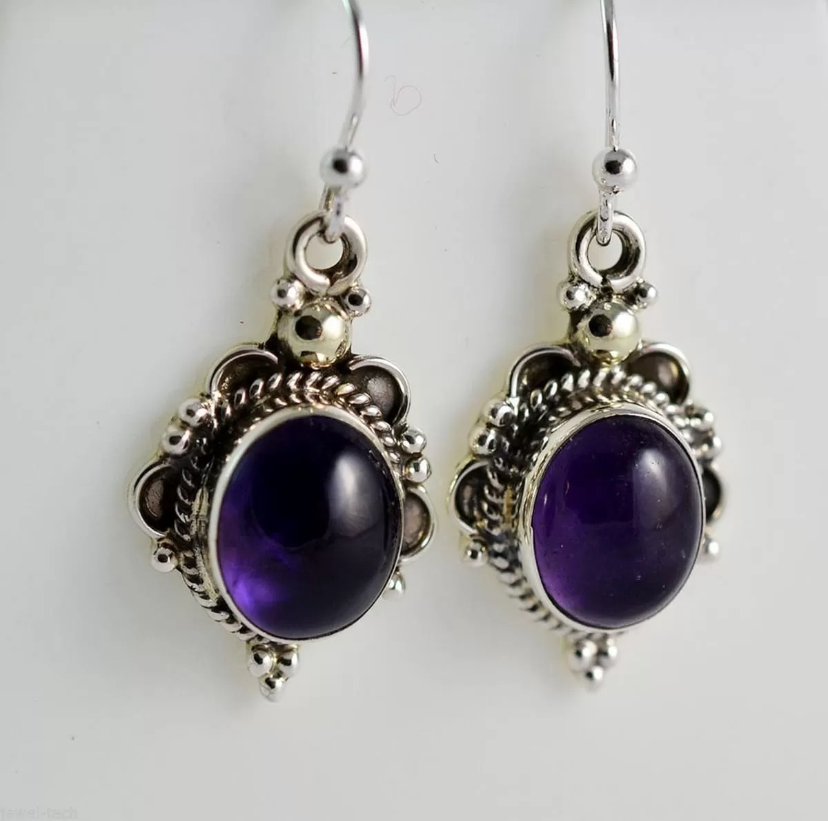 Navya Craft Amethyst Silver Dangle Earrings 925 Solid Sterling Silver Handmade Jewelry