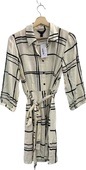 New Look Cream Check Shirt Dress UK 12