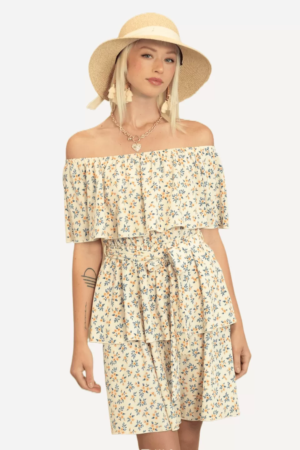 Off Shoulder Layered Dress