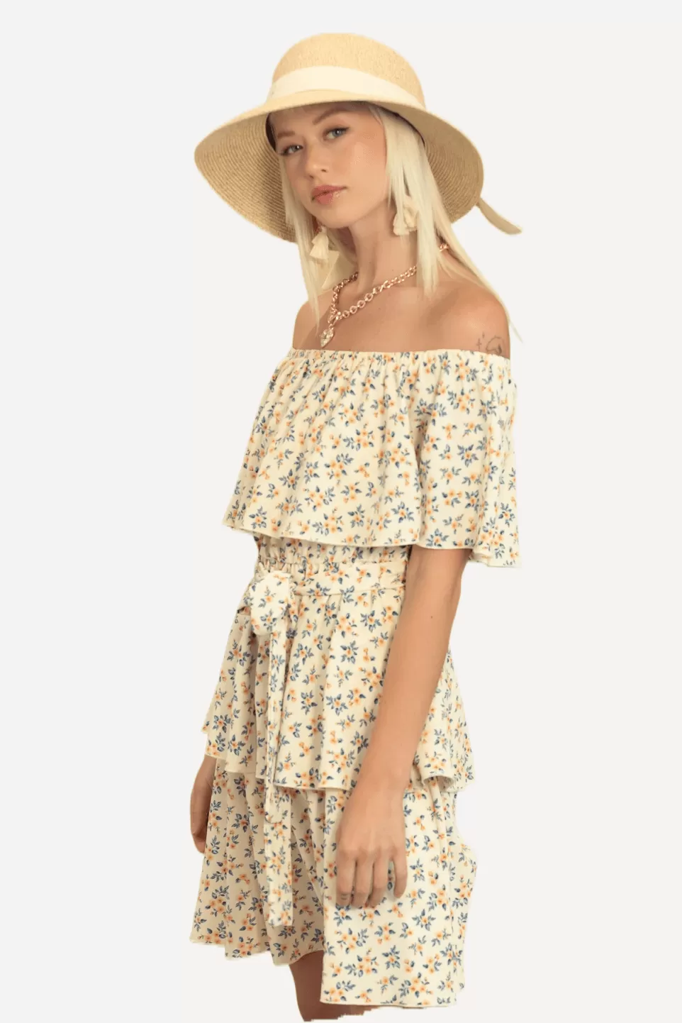 Off Shoulder Layered Dress