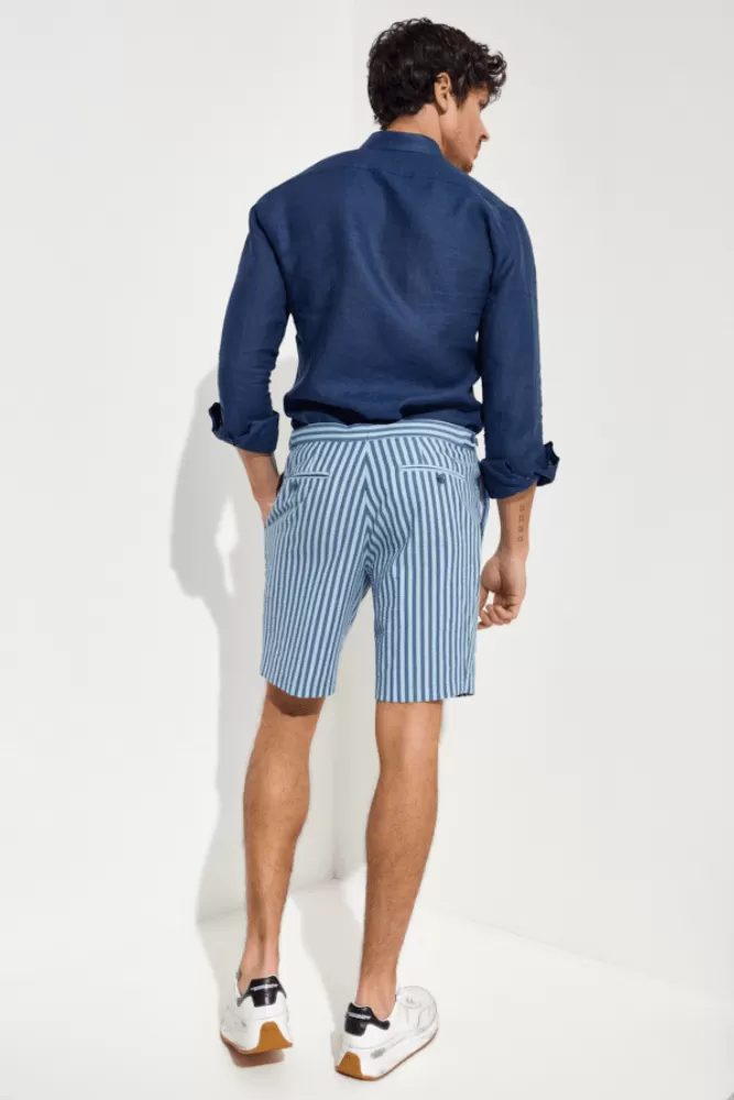 Oliver Casual Shorts - Blue Stripe Seersucker