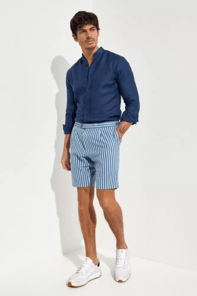 Oliver Casual Shorts - Blue Stripe Seersucker