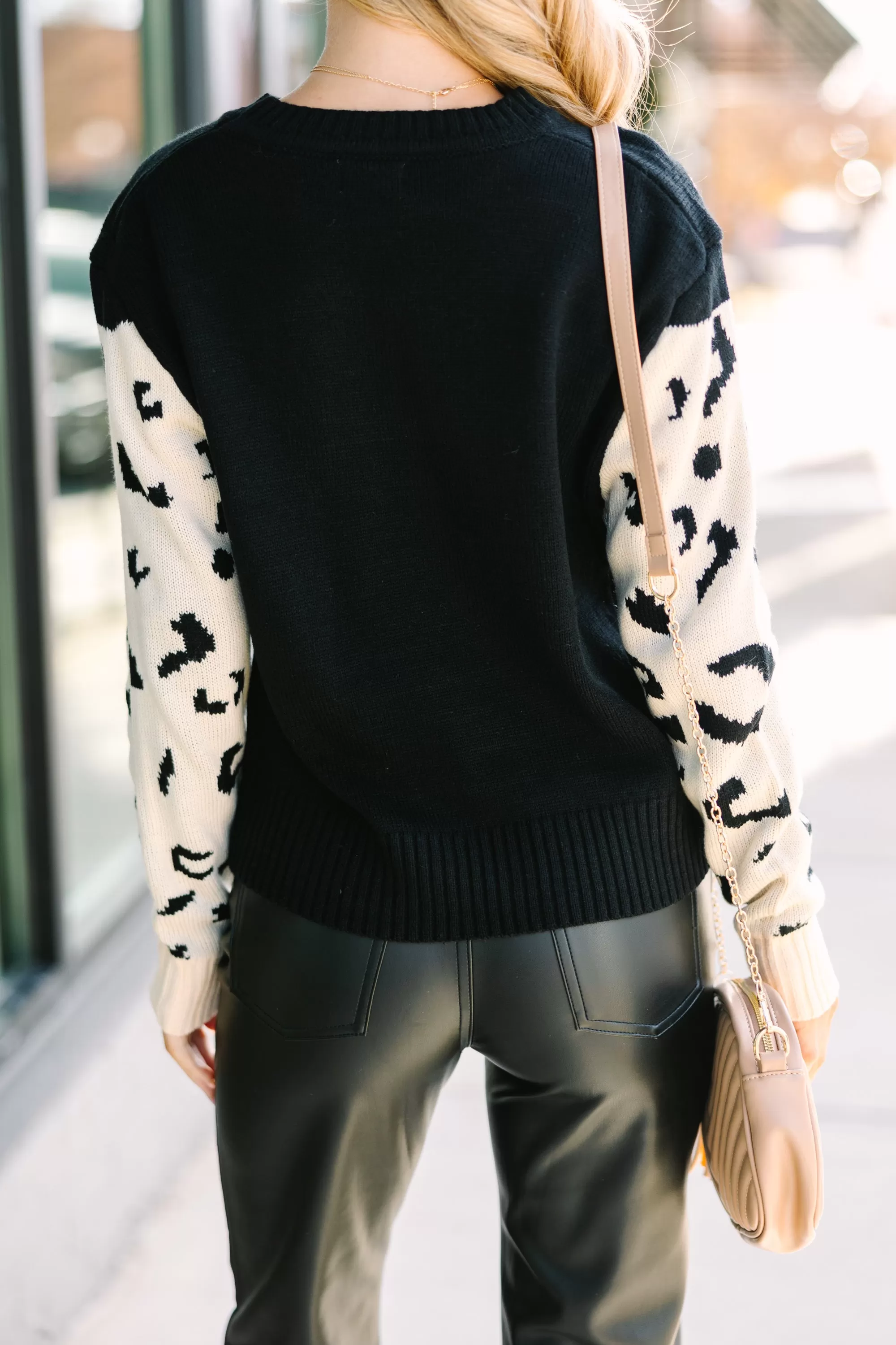 On Your Time Black Cheetah Sweater