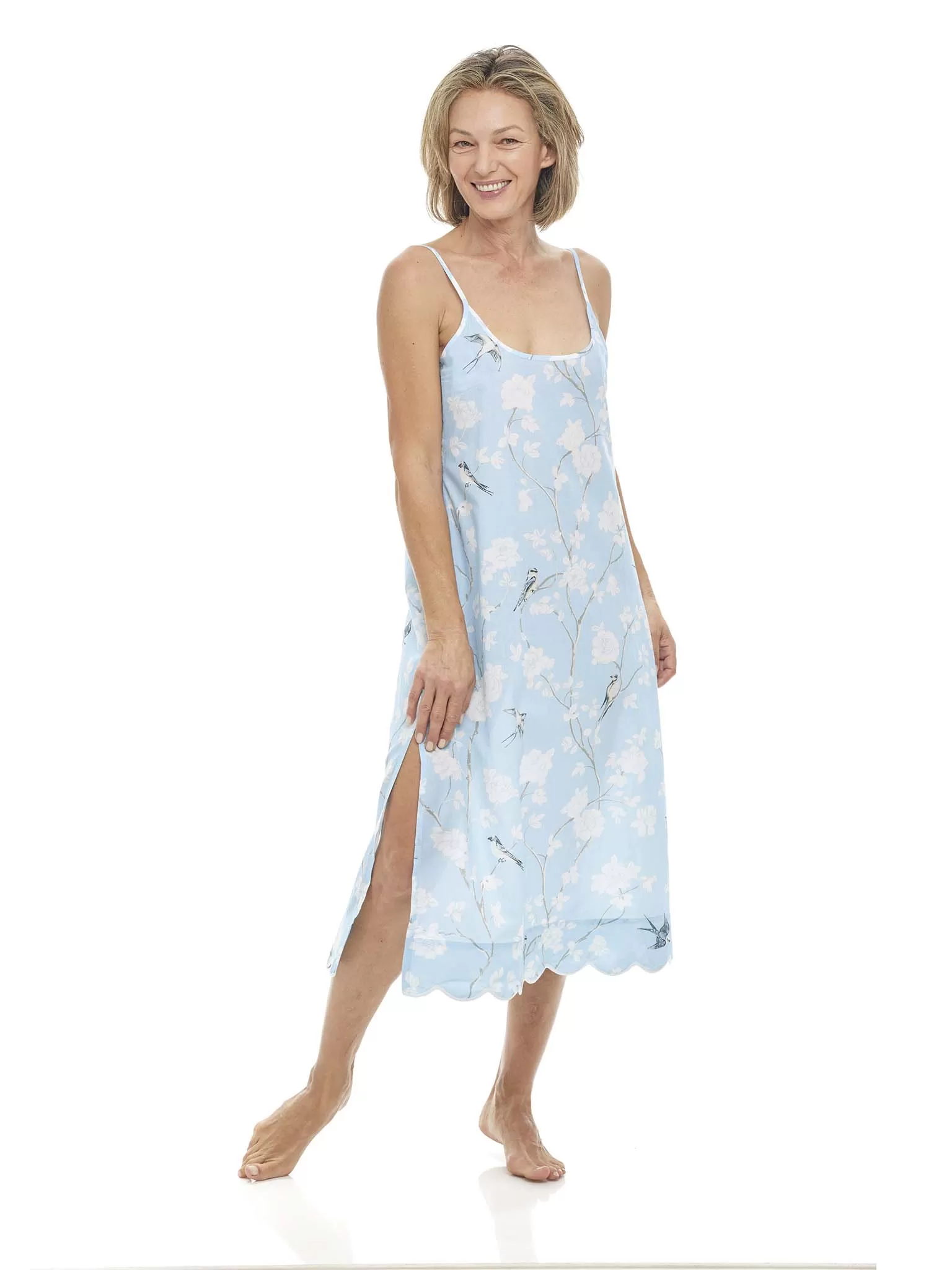 Pale Blue Gardenia Slip Nightgown