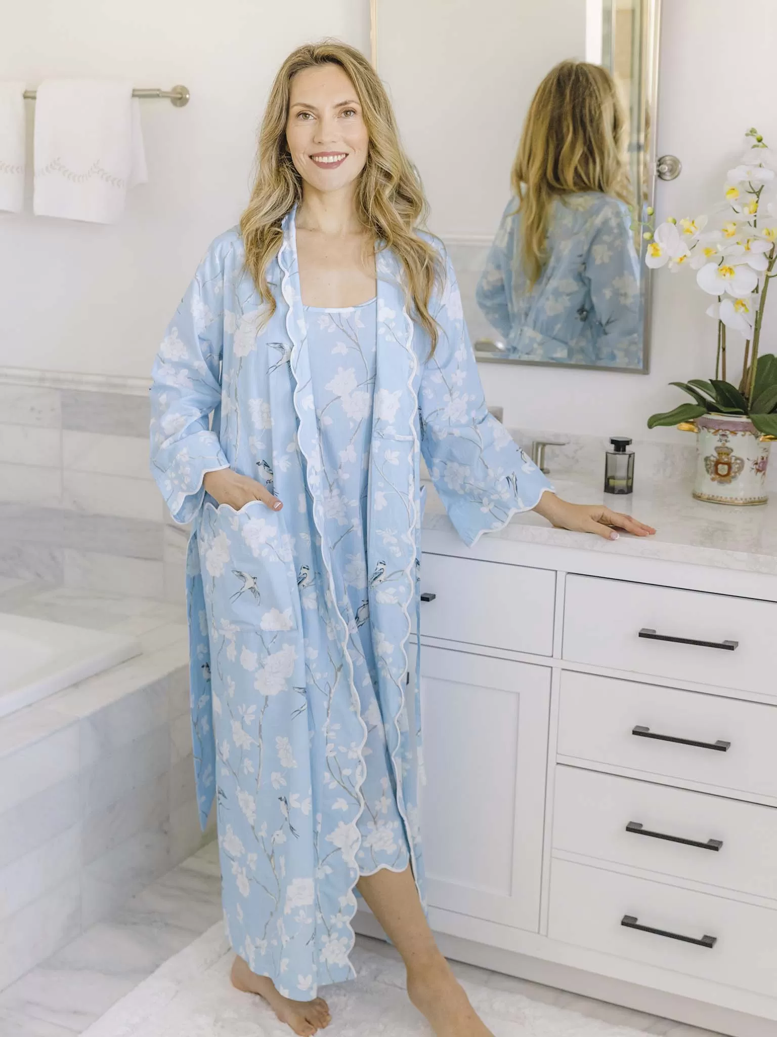 Pale Blue Gardenia Slip Nightgown