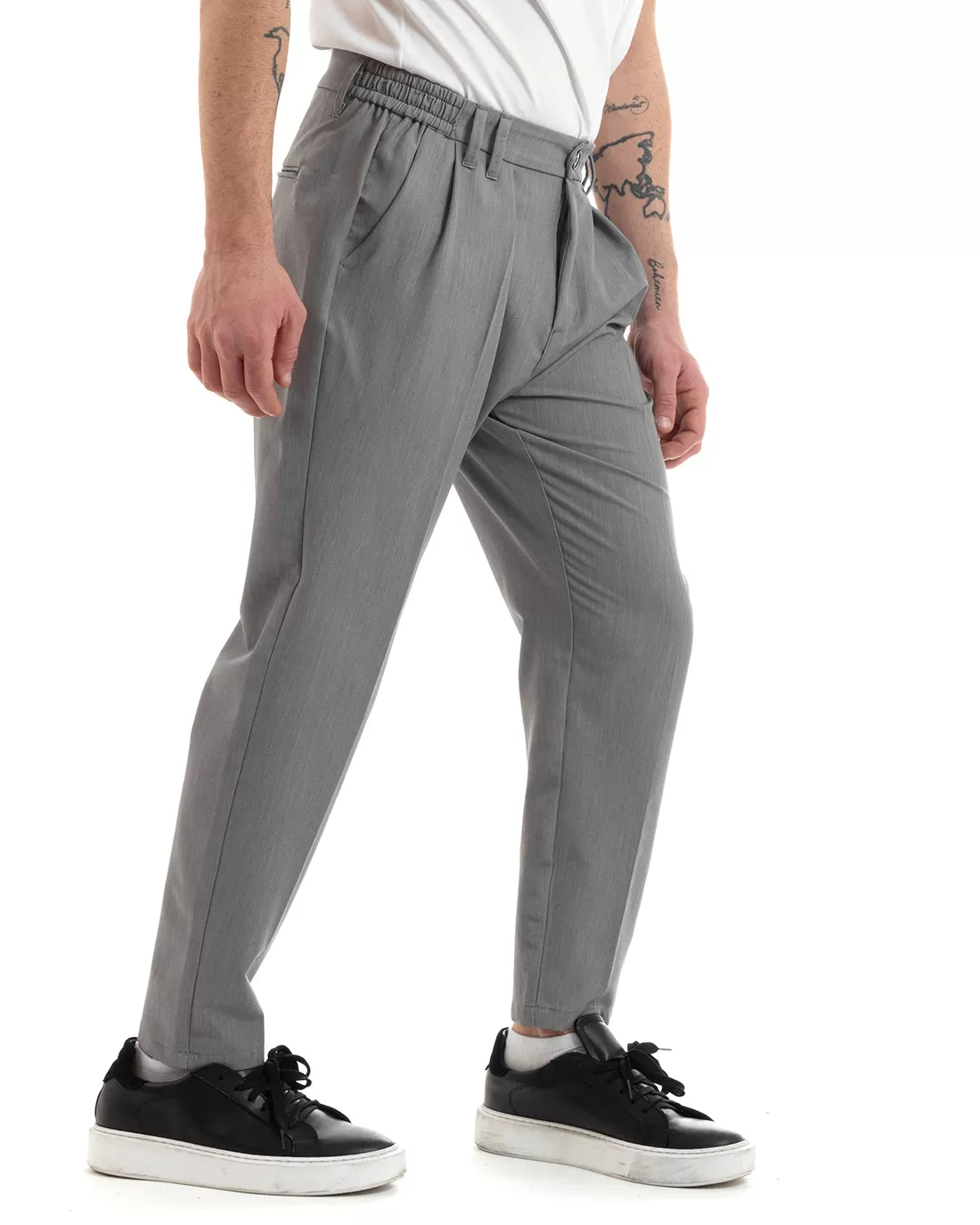 Pantaloni Uomo Pantalaccio Comodo Viscosa Elastico Straight Fit Grigio GIOSAL-P5647A