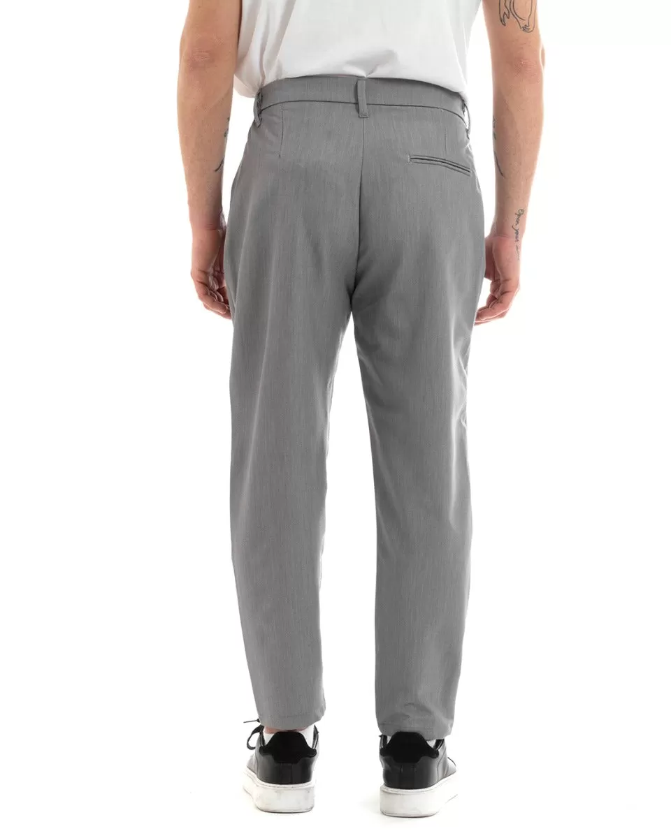 Pantaloni Uomo Pantalaccio Comodo Viscosa Elastico Straight Fit Grigio GIOSAL-P5647A