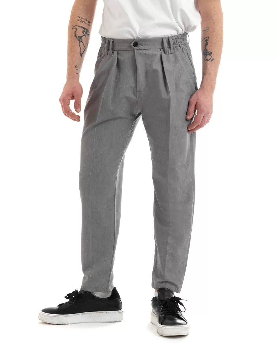 Pantaloni Uomo Pantalaccio Comodo Viscosa Elastico Straight Fit Grigio GIOSAL-P5647A