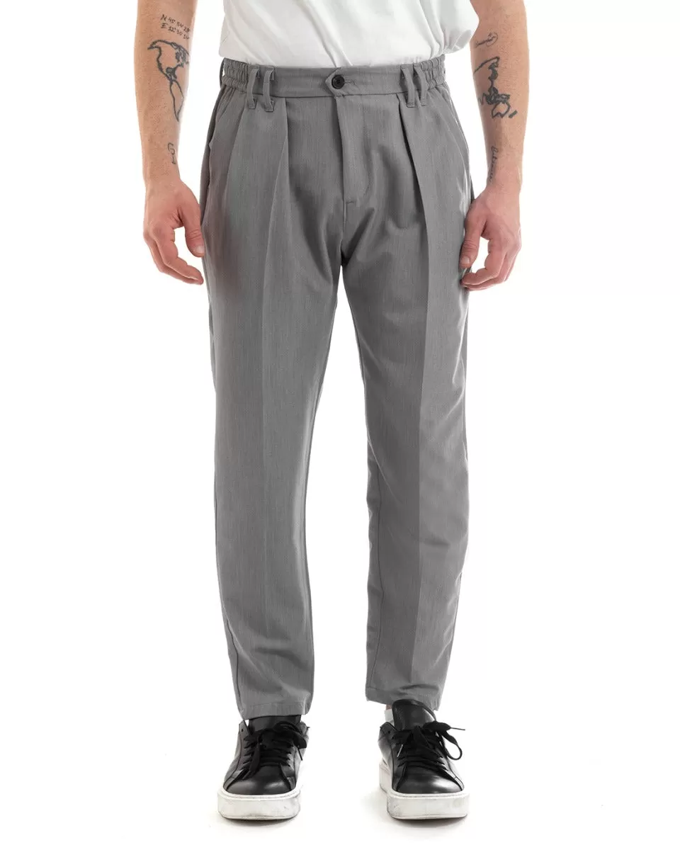 Pantaloni Uomo Pantalaccio Comodo Viscosa Elastico Straight Fit Grigio GIOSAL-P5647A