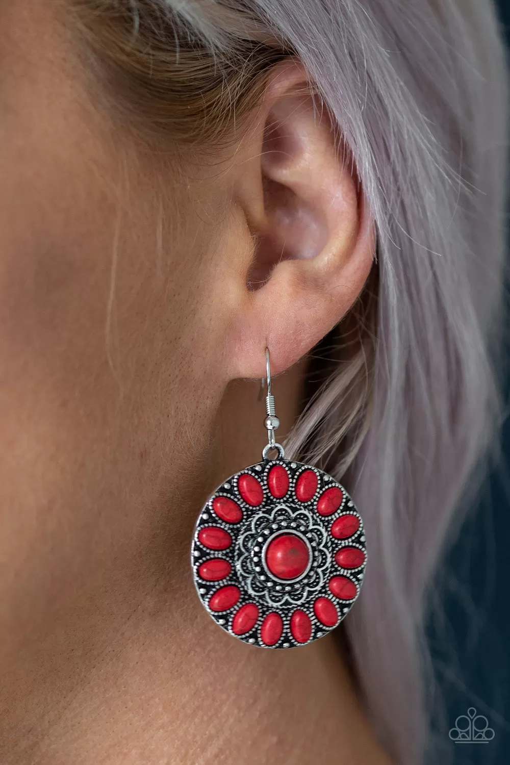 Paparazzi Earring ~ Desert Palette - Red Stone Earring