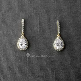 Pave Pear Drop CZ Wedding Earrings