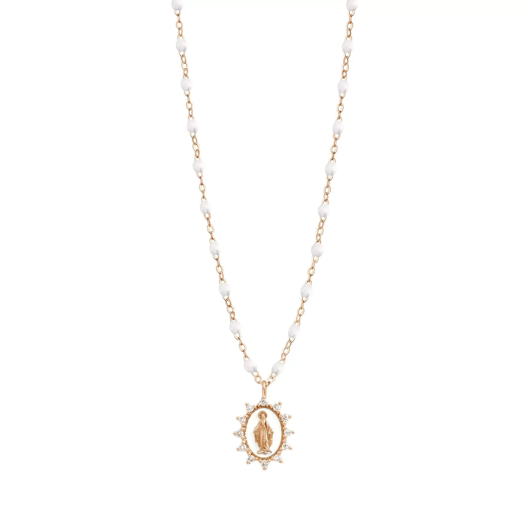 Petite Madone Supreme White diamond necklace, Rose Gold, 16.5"