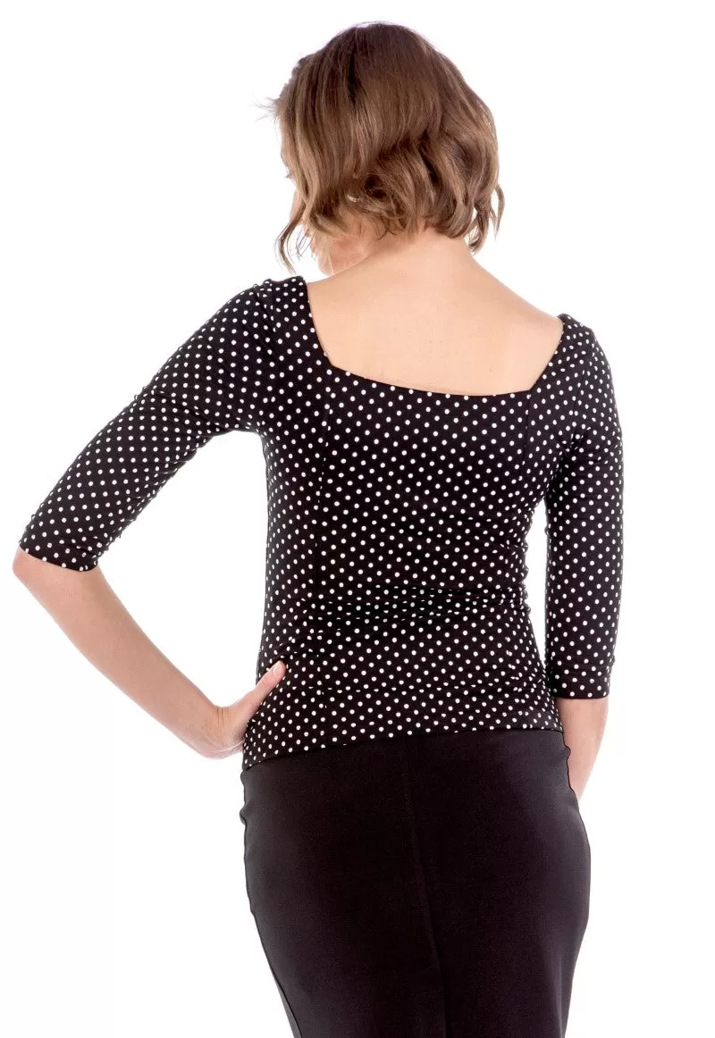 Polka Dot Sweetheart Neckline Top