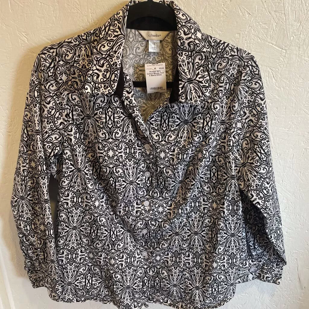 Printed 100% Cotton Blouse Size X